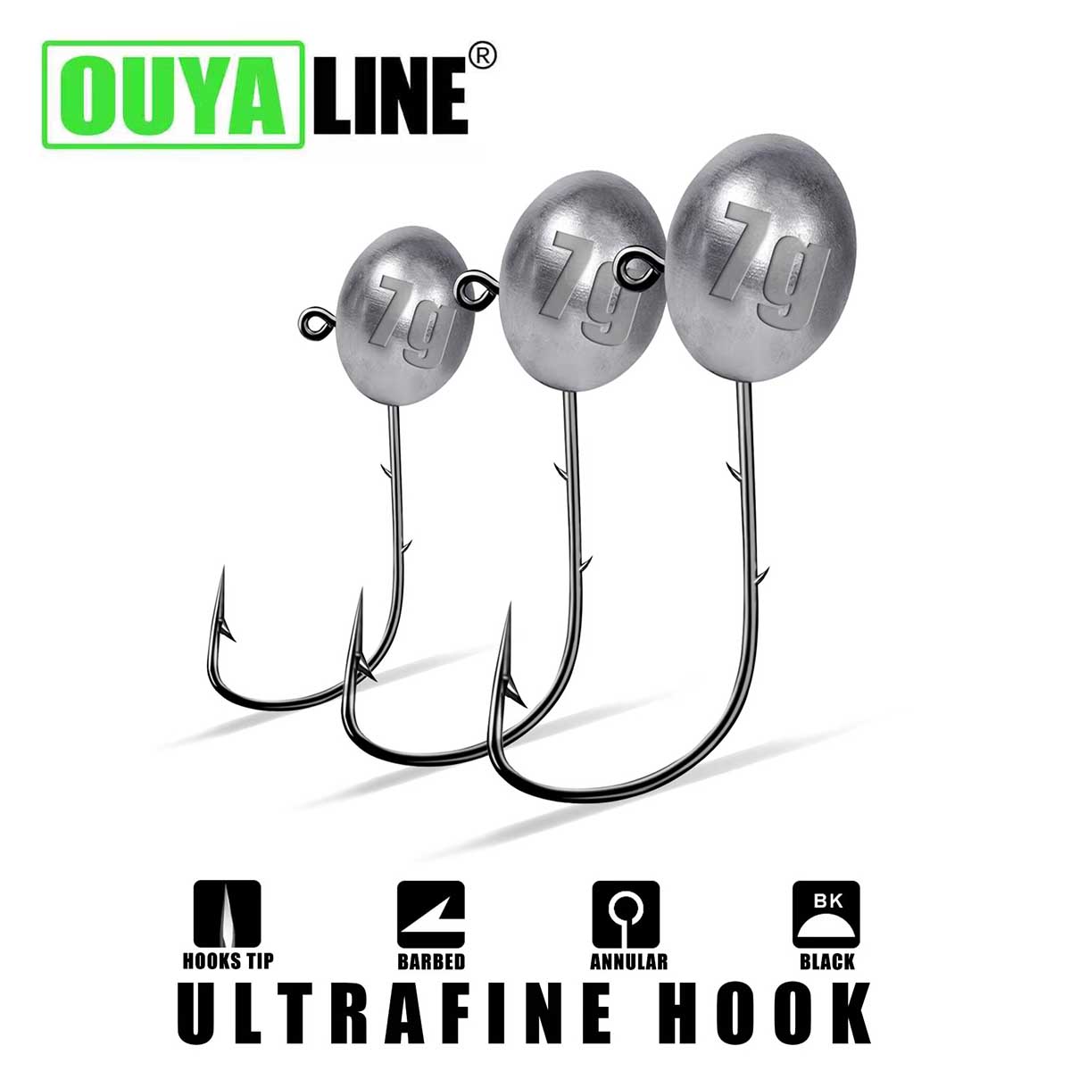 Fishing Hook Offset - 지그 헤드 후크 1X Rockfish Ajing