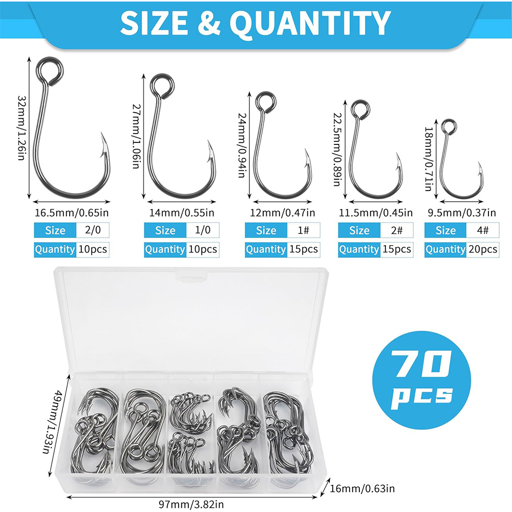 70Pcs 낚시 인라인 단일 후크 하드 미끼에 대 한  - Fishing Hook Offset 리뷰 및 가격